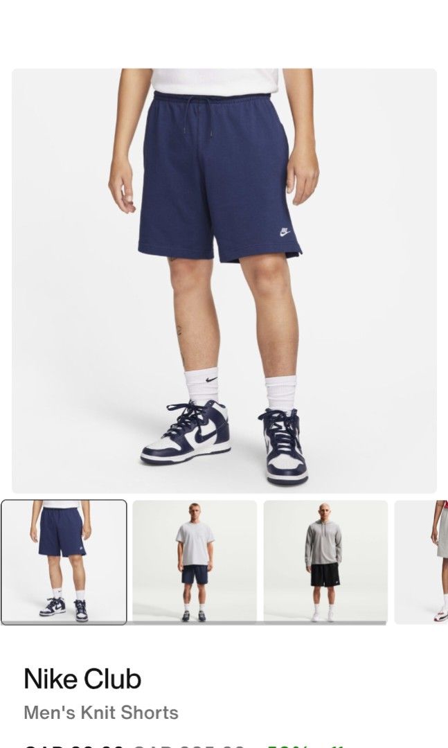 NIKE KNIT CLUBFLEECE SHORT (freeshipping) (Category: Shorts) located in Quezon City. Submitted by gyl-stop (Listing ID 1463464641, Image 2). Description: free shipping 36-44 x 19 excellent condi cr: 9.8/10 issue: may sulat sa tag and may white part sa bandang garter pero di halata.