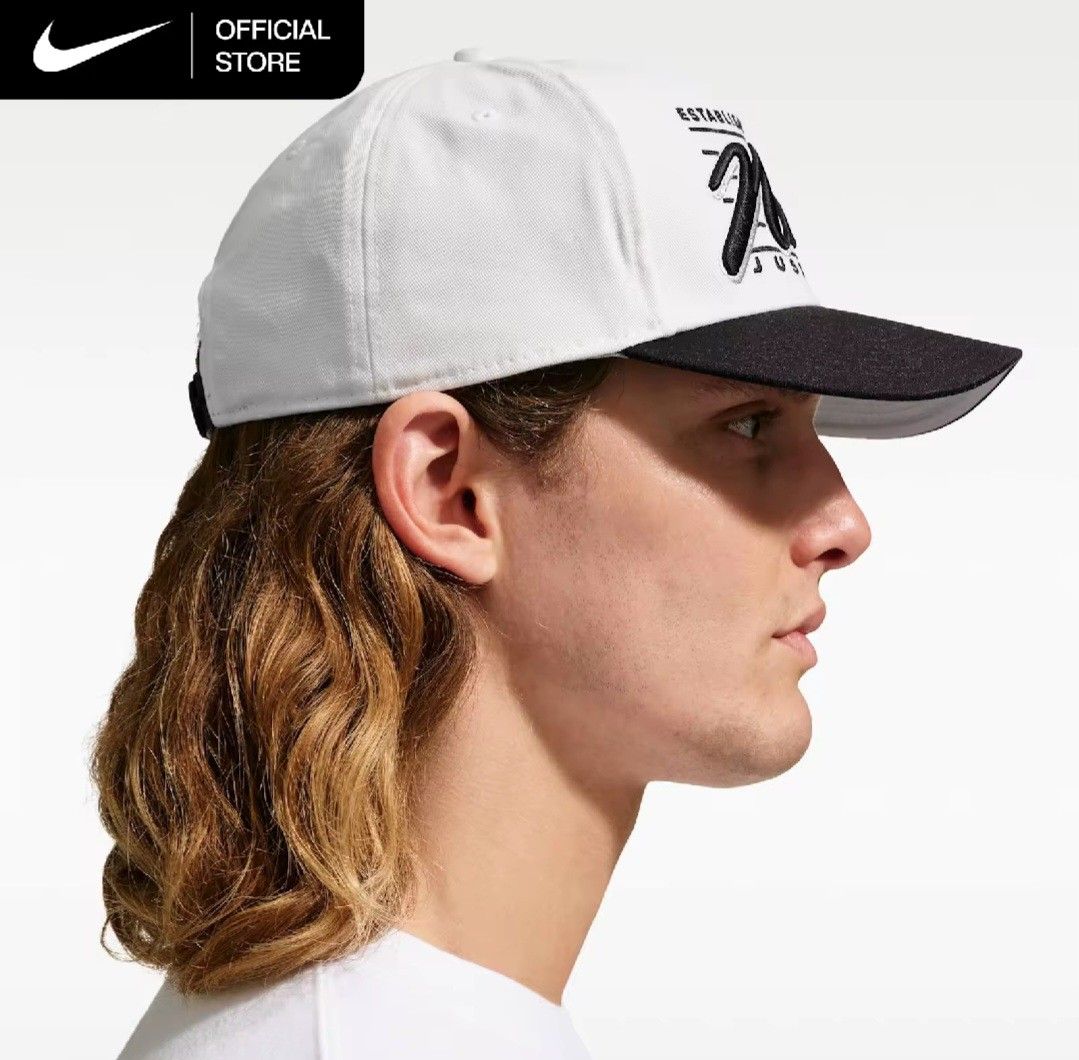 Nike Rise Structured A Frame "Just Do It" Established 1972 (White/Black) CAP/Size:M/L only (Category: Caps & Hats) located in Marikina City. Submitted by roshisneakerhouse (Listing ID 1463552002, Image 2). Description: - Nike Rise Structured A Frame "Just Do It" Established 1972 (White/Black) Cap/Size: M/L only - Black brim and details - "Nike" embroidery - "Just Do It" embroidery - "Established in 1972" text - Ideal for everyday wear Brandnew wi