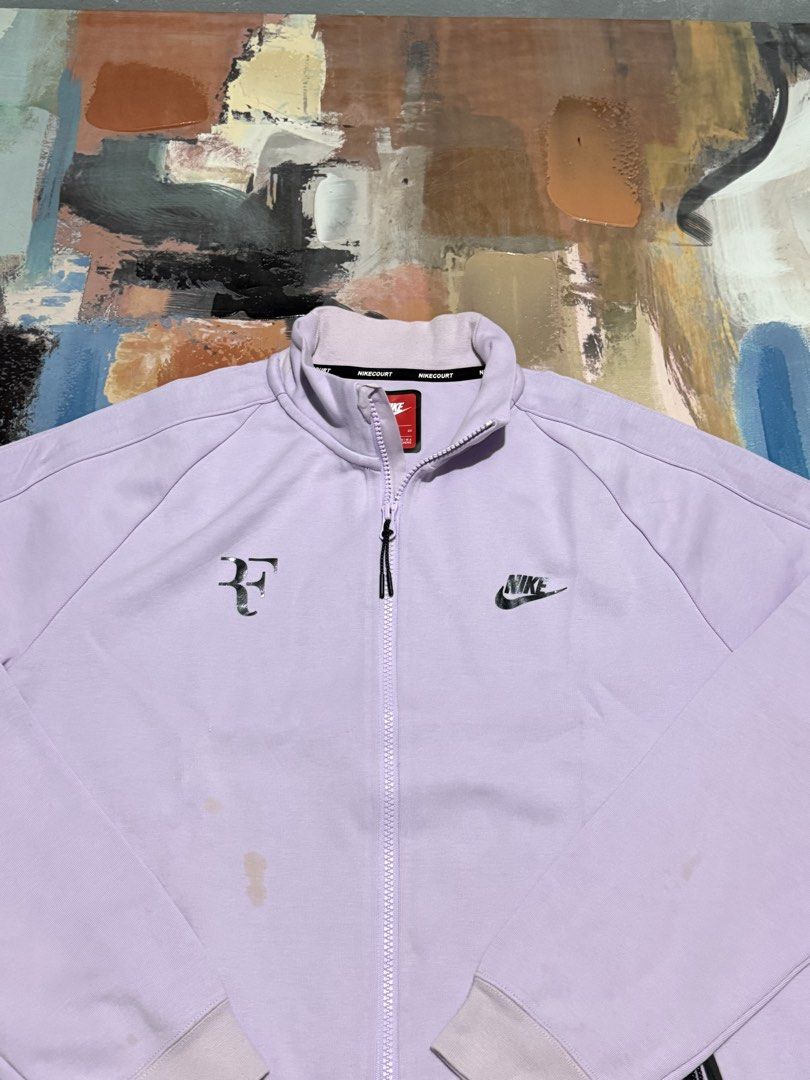 Nike Roger Federer (Category: Coats, Jackets and Outerwear) located in Las Pinas. Submitted by thrftmnl. (Listing ID 1463489562, Image 2). Description: Nike Roger Federer Size: Large Dimes Width: 23 Length: 27 Issue/s: removable stains.
