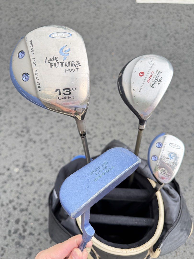 Nike Slingshot Golf Set for Ladies (Category: Golf) located in Manila. Submitted by eclipse58 (Listing ID 1463360301, Image 3). Description: ⛳ COMPLETE Nike Slingshot Golf Set for Ladies 🤍 💎 Very Good Condition | No Issues Set Includes: 🧩 4-9 Irons 🧩 Pitching Wedge & Sand Wedge 🧩 Lady Futura Driver 🧩 Tourstage C800 3 Wood 🧩 Lady Futura 5 Wood 🧩 Maruman Putter 🧩 Marie Claire Golf Bag Specifications: 📒 Original Nike Women’s Flex Graphite 