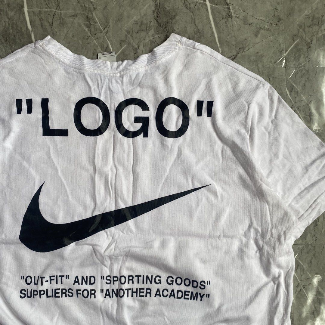 Nike x Off White (Category: Tshirts & Polo Shirts ) located in Naga. Submitted by wanderingtreasures.ph1 (Listing ID 1463423864, Image 3). Description: Nike x Off White Condition 9/10 Color rate 10/10 Cropped/Boxy fitting Small on tag Width 25 / Length 27.5 Neckline issue (maluwag) php + sf 📩 📍Naga Cebu.