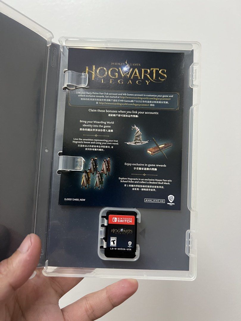 Nintendo Switch Hogwarts Legacy Game (Category: Nintendo) located in Manila. Submitted by thrift_ko_yan (Listing ID 1463389334, Image 2). Description: - Hogwarts Legacy for Nintendo Switch - Explore the wizarding world and live the unwritten. - Link your Harry Potter Fan Club account for exclusive rewards. - Download required (see back for details). - Region: USA.