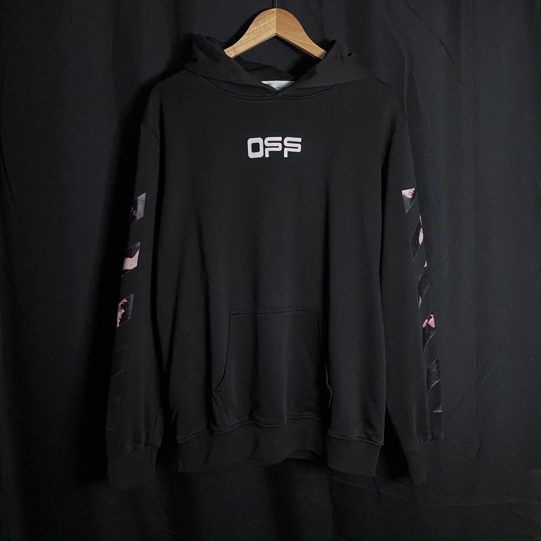 OFF-WHITE Caravaggio Arrows Hoodie (Category: Coats, Jackets and Outerwear) located in Manila. Submitted by curatedvg. (Listing ID 1463479121, Image 1). Description: OFF-WHITE Caravaggio Hoodie Jacket in Black Width: 23 inches Length: 28.5 inches Size L / Large Excellent condition No issues No pinholes or crackprint OFF only Interested? Send a message or offer. 📥.