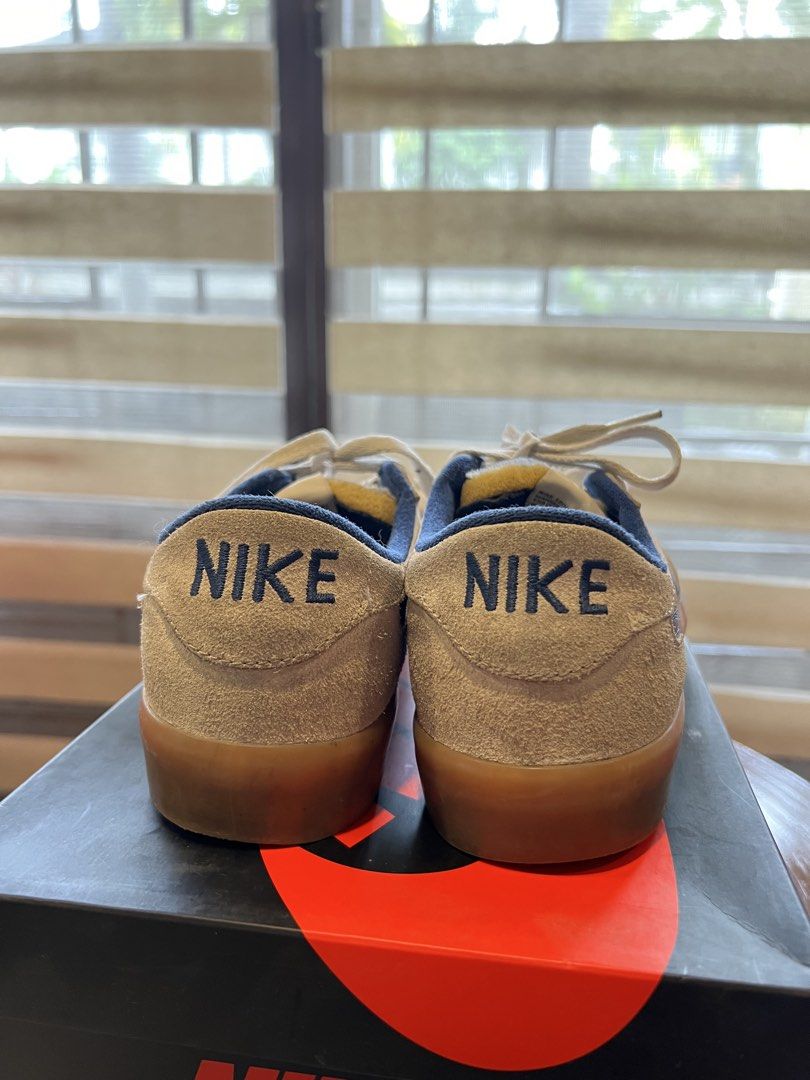 OG Vintage Nike SB Heritage Low (Category: Sneakers) located in Muntinlupa City. Submitted by wigicag (Listing ID 1463529408, Image 3). Description: - Tan suede Nike SB Zoom Blazer Lows - Navy blue swoosh and heel tab - Classic gum sole - Comes with original Nike box - Ideal for skateboarding or casual wear -Size 9.5US.