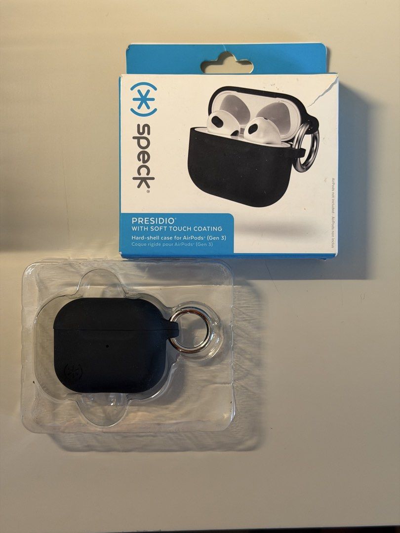 Original Speck Case for Airpods Gen 3 (Category: Cases & Sleeves) located in Mandaluyong City. Submitted by irishochiai (Listing ID 1463335730, Image 1). Description: Speck (Hard case): Black. Issue: Box not perfect na but inside are 10/10 condition. RFS: Sticked to UAG. Location: Mandaluyong/ BGC Shipping c/o buyer Mode of payment: Any except COD and Abono.