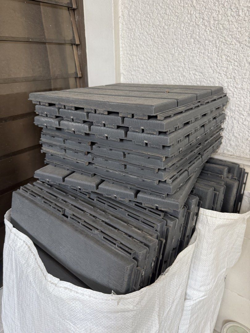 Outdoor WPC Plastic Deck Floor Tiles Gray (Category: Outdoor Furniture) located in Quezon City. Submitted by mdeclutterer (Listing ID 1463482907, Image 2). Description: Its original price: 65php/pc from orange app I have 110 pieces available. Dimensions (per tile): 30cm x 30cm x2.2cm Lightweight but Firm because it is made of high hardness plastic. It’s not as heavy as wooden deck tiles, but has good load-bearing properties. Easy Snap Connection 