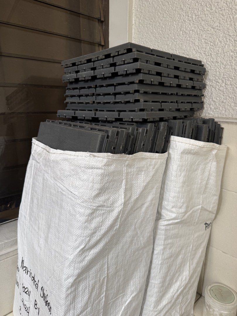 Outdoor WPC Plastic Deck Floor Tiles Gray (Category: Outdoor Furniture) located in Quezon City. Submitted by mdeclutterer (Listing ID 1463482907, Image 3). Description: Its original price: 65php/pc from orange app I have 110 pieces available. Dimensions (per tile): 30cm x 30cm x2.2cm Lightweight but Firm because it is made of high hardness plastic. It’s not as heavy as wooden deck tiles, but has good load-bearing properties. Easy Snap Connection 