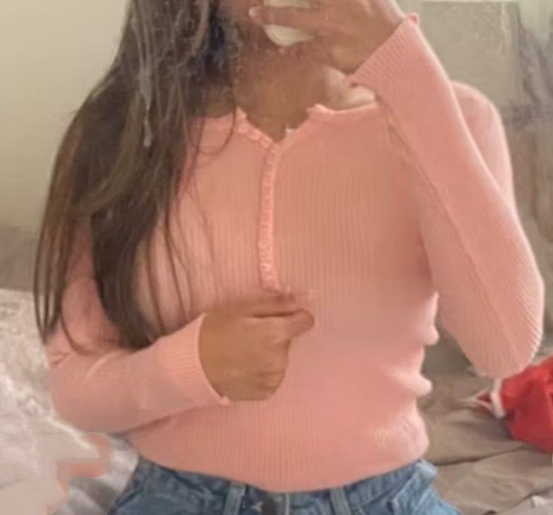 Pink Long Sleeve Top (Category: Longsleeves) located in Makati City. Submitted by itsmekellybels (Listing ID 1463438627, Image 2). Description: Cute pink ribbed long sleeve top ₱380 pesos only **Actual photos and when worn are already posted** No flaws Ready to wear 📍 Shaw Blvd Mandaluyong Payment options: BDO BPI Maribank Maya GCash •Henley style with button details at the neckline •Very stretchy and comfortable material ✓Versatile: pairs well 