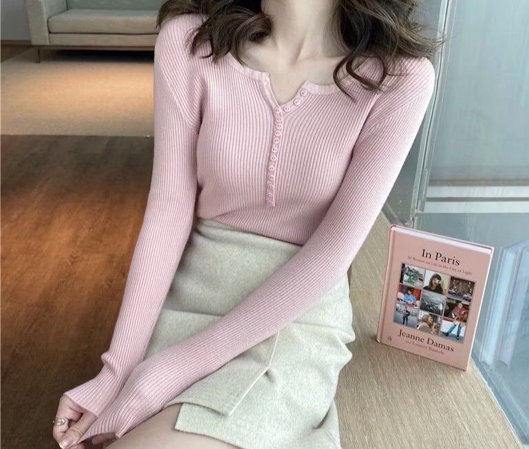 Pink Long Sleeve Top (Category: Longsleeves) located in Makati City. Submitted by itsmekellybels (Listing ID 1463438627, Image 1). Description: Cute pink ribbed long sleeve top ₱380 pesos only **Actual photos and when worn are already posted** No flaws Ready to wear 📍 Shaw Blvd Mandaluyong Payment options: BDO BPI Maribank Maya GCash •Henley style with button details at the neckline •Very stretchy and comfortable material ✓Versatile: pairs well 
