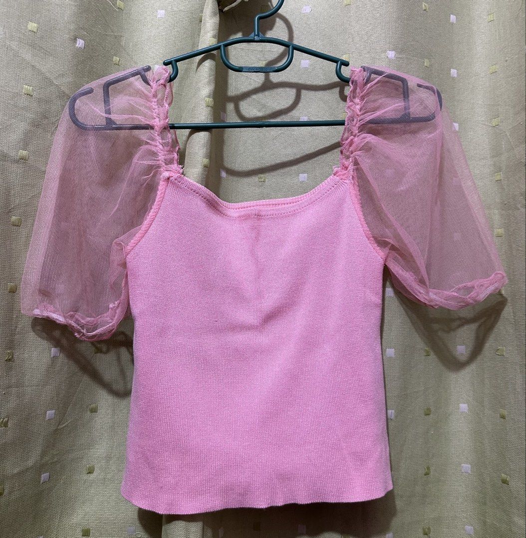 Pink Puff Sleeve Square Neck Ribbed Top (Category: Blouses) located in Cainta. Submitted by everywonchil (Listing ID 1463462100, Image 1). Description: - Cute pink top - Sheer puff sleeves - Square neckline - Ribbed texture on the body - Versatile for pairing with jeans or skirts - Adds a fun, trendy flair to any outfit.
