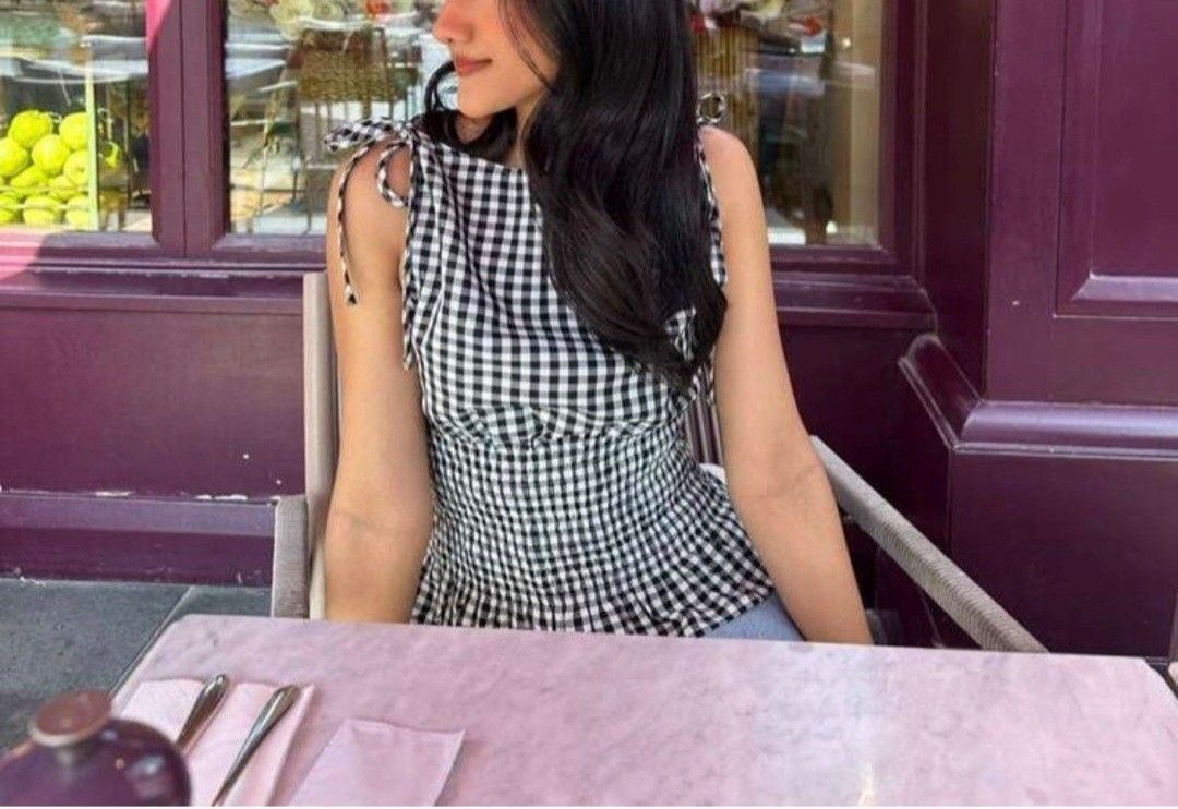 Plaid Gingham French Top (Category: Sleeveless) located in Trece Martires City. Submitted by closette.ph (Listing ID 1463401228, Image 1). Description: 💌 click photos to view full item - size medium.