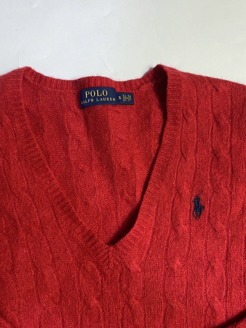 Polo Ralph Lauren Cable V-neck (Category: Longsleeves) located in Manila. Submitted by streetw1se.ph (Listing ID 1463505702, Image 3). Description: Rl Cable wool Width:16 Length:22 Shoulder:14 Sleeve length:23 Hem:15 Adjustable (Measured in inches) -Good overall -No major issue .