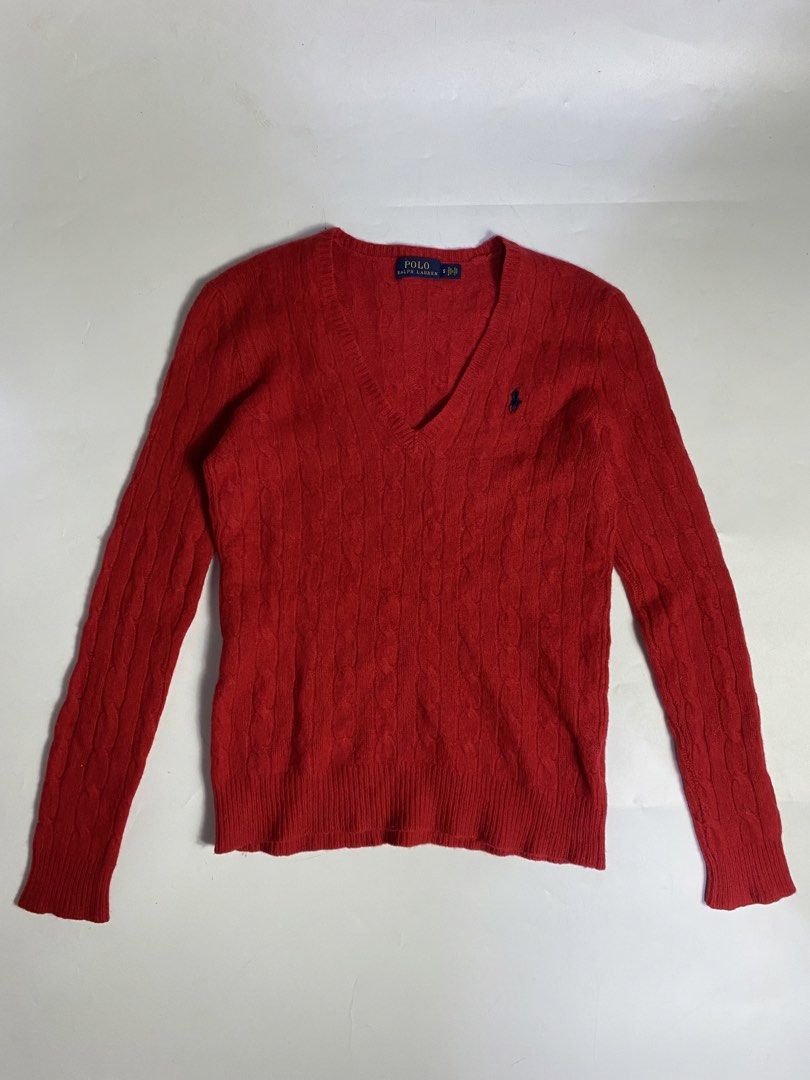 Polo Ralph Lauren Cable V-neck (Category: Longsleeves) located in Manila. Submitted by streetw1se.ph (Listing ID 1463505702, Image 1). Description: Rl Cable wool Width:16 Length:22 Shoulder:14 Sleeve length:23 Hem:15 Adjustable (Measured in inches) -Good overall -No major issue .