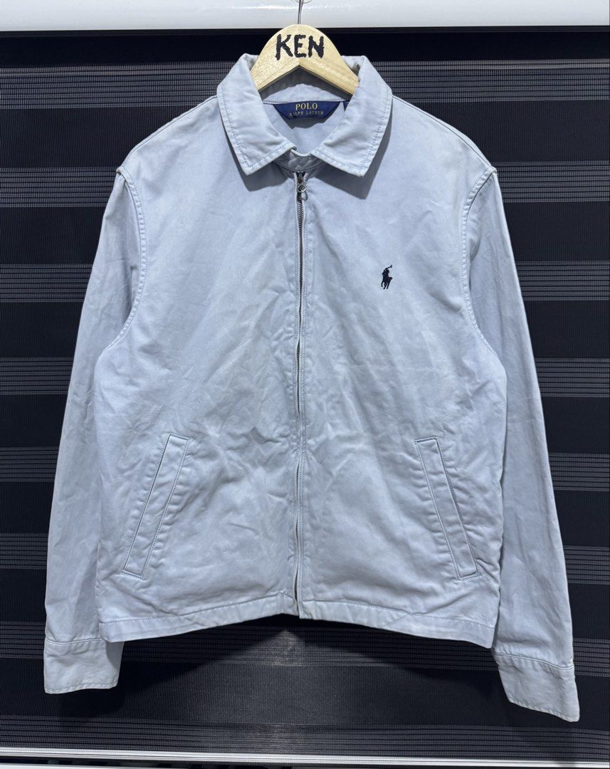 Polo Ralph Lauren Light Blue Harrington Jacket M/M (Category: Coats, Jackets and Outerwear) located in Manila. Submitted by esparciake75752 (Listing ID 1463354694, Image 1). Description: - Light blue Polo Ralph Lauren jacket - Classic Harrington style - Iconic polo player logo on chest - Zipper closure with branded pull tab - Size Medium / 21x26 - Made in China.