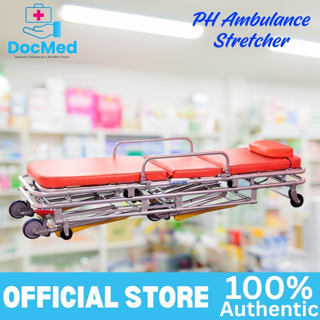 PROHEALTH AMBULANCE STRETCHER (Category: Medical Supplies & Tools) located in Quezon City. Submitted by zee_010200 (Listing ID 1463420461, Image 3). Description: - PROHEALTH Ambulance Stretcher - High-quality construction for durability and safety - Designed for patient comfort during transport - Features smooth-rolling wheels for easy maneuverability - Vibrant red padding, easy to clean - Ideal for ambulances and medical facilities.