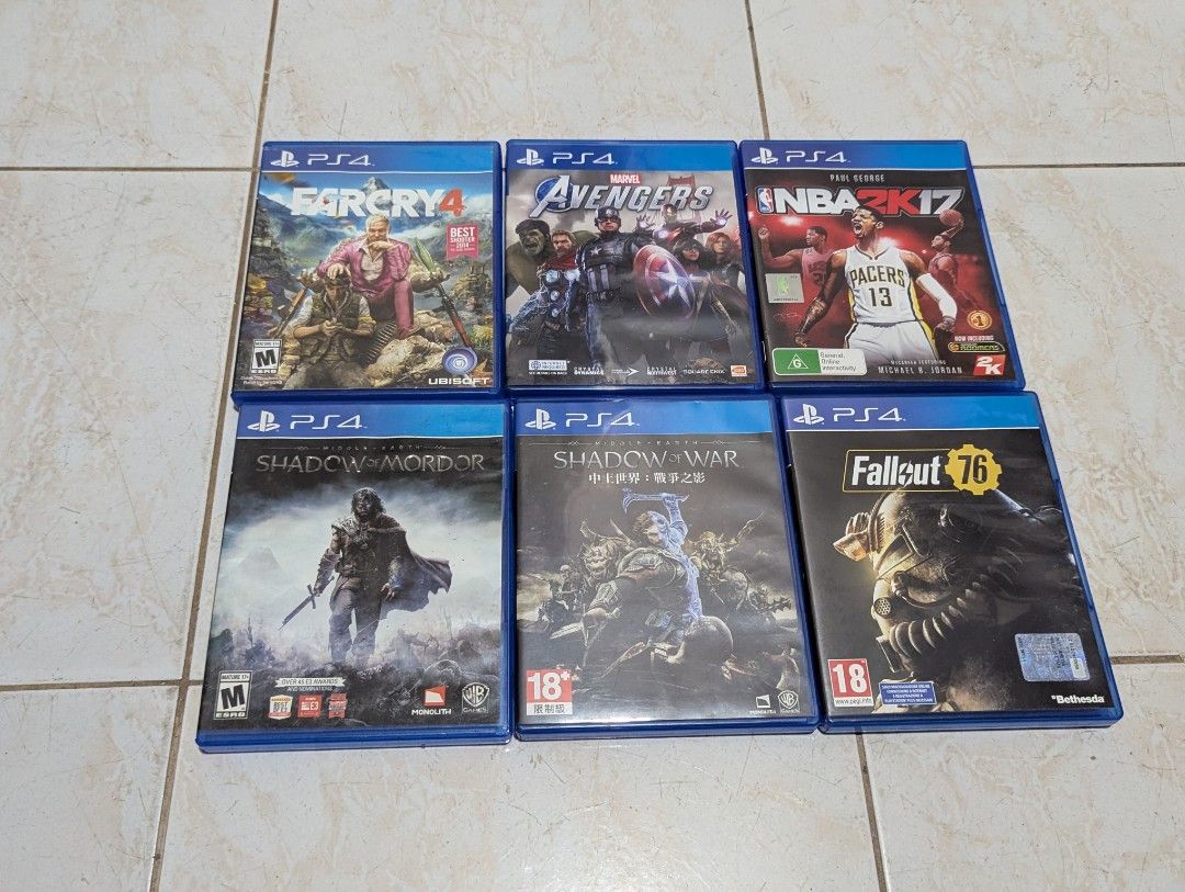 PS4 Games (Category: PlayStation) located in Malabon City. Submitted by doobidoi (Listing ID 1463373506, Image 2). Description: For Sale PS4 Games Marvels Avengers - 750 Farcry 4 - 580 Middle Earth: Shadow of Mordor - 580 Middle Earth: Shadow of War - 580 NBA 2K17 - 400 Fallout 76 - (free if bundled) DM if interested Salamat.