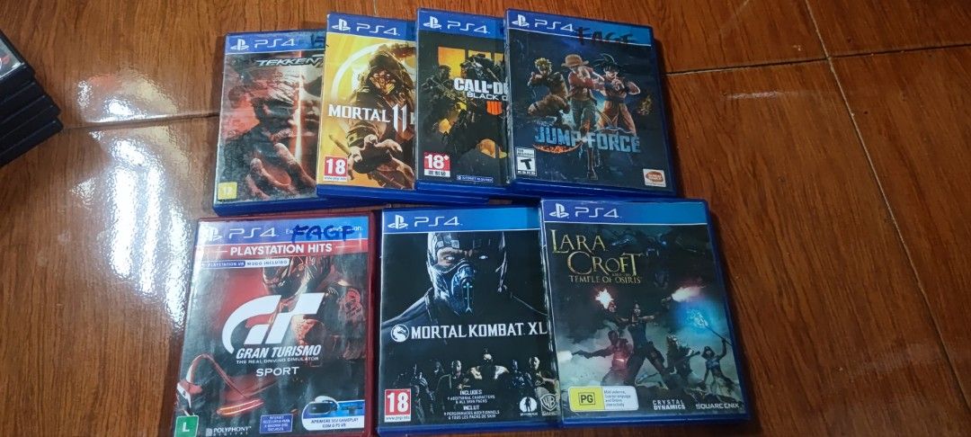 PS4 Games Bundle (Category: PlayStation) located in Manila. Submitted by ldg1030 (Listing ID 1463354659, Image 1). Description: - Bundle of 7 PS4 Games for 2000 pesos take all - Includes: Tekken 7, Mortal Kombat 11, Mortal Kombat XL, Call of Duty Black Ops 4, Jump Force, Gran Turismo Sport, Tomb Raider - Great additions to any game collection.
