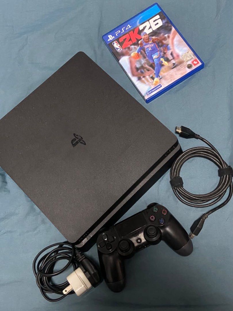 PS4 Slim 500GB Console with NBA 2K26 Game (Category: PlayStation) located in San Jose del Monte. Submitted by kidfromnclb (Listing ID 1463514663, Image 1). Description: - PlayStation 4 Slim Console - DualShock 4 Controller Included - All Necessary Cables Provided - NBA 2K26 Game Disc Included - Ready for immediate gaming - Perfect for NBA fans!.