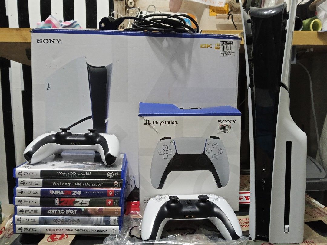PS5🎮SLIM (1TB) COMPLETE SET ✅ (Category: PlayStation) located in Manila. Submitted by gojooo_satoru (Listing ID 1463507093, Image 2). Description: PS5 SLIM🎮 COMPLETE BUNDLE PLUG N PLAY😝 📍Check niyo sa personal yung quality and no issue all working naman unli Test naman sa controller and Console mga boss👽 ✅ 2 Original Controllers upgraded with TMR JOYSTICK 🕹️ kaya makunat na at mas tatagal ang gaming experience iwas stick drift issue🤝 ✅ Bag