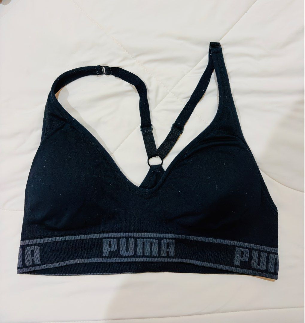 Puma Sports Bra - Grey & Black (Category: Activewear) located in Muntinlupa City. Submitted by affordableonlinestuff (Listing ID 1463479679, Image 3). Description: -Puma Sports Bras (Grey & Black) - Classic Puma logo band at the bottom - Adjustable straps for a custom fit - Straps can be worn crossed at the back for added support or style - Ideal for workouts, gym sessions, or comfortable lounging - Provides excellent comfort and support.