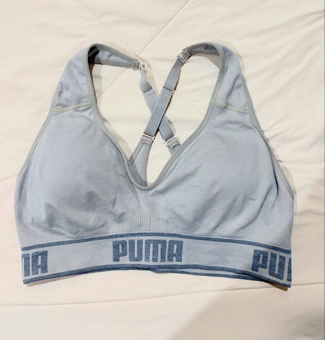 Puma Sports Bra - Grey & Black (Category: Activewear) located in Muntinlupa City. Submitted by affordableonlinestuff (Listing ID 1463479679, Image 1). Description: -Puma Sports Bras (Grey & Black) - Classic Puma logo band at the bottom - Adjustable straps for a custom fit - Straps can be worn crossed at the back for added support or style - Ideal for workouts, gym sessions, or comfortable lounging - Provides excellent comfort and support.