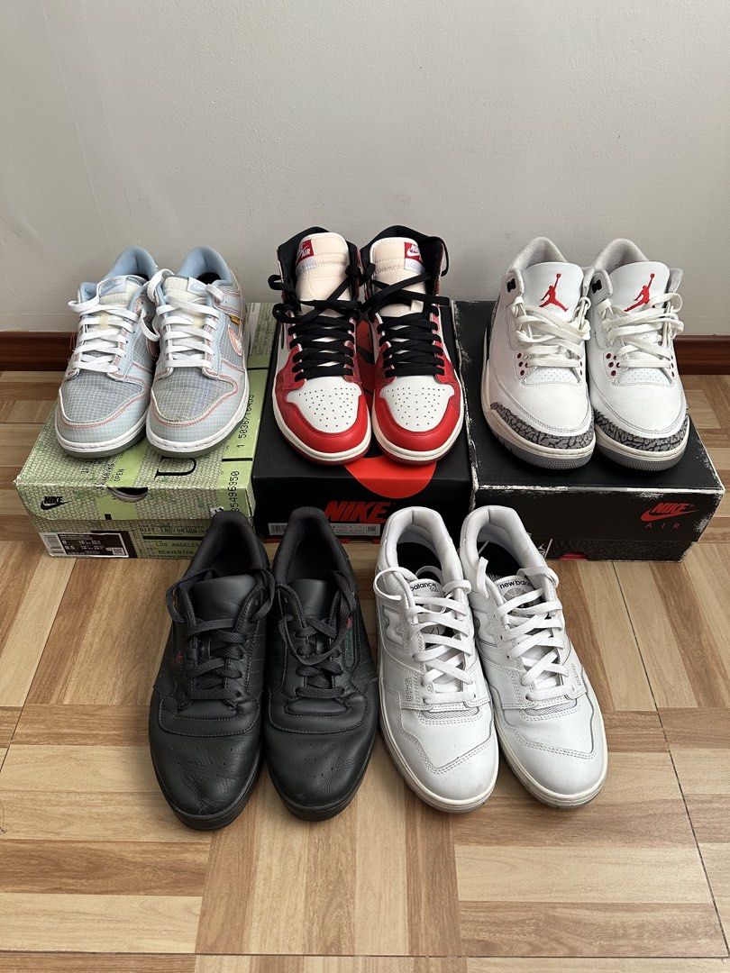 Quitting Sale (Category: Sneakers) located in Paranaque City. Submitted by nathmrqz (Listing ID 1463396107, Image 1). Description: ❗️Selling for 11,500 as pack only❗️ Dunk UNLA US 8 Used 9/10 Complete J1 Spiderverse US 7.5 Used 9.5/10 Complete J3 White Cement US 8 Used 9/10 Complete Powerphase Calabasas Black US 8.5 Used 9/10 Pair only NB 550 White US 8 Used 9/10 Pair only 𝗠𝗢𝗣: BDO/BPI/Bank Transfer/GCash 𝗠𝗲𝗲𝘁 𝘂𝗽: Parañaque Area 𝗗𝗲𝗹𝗶