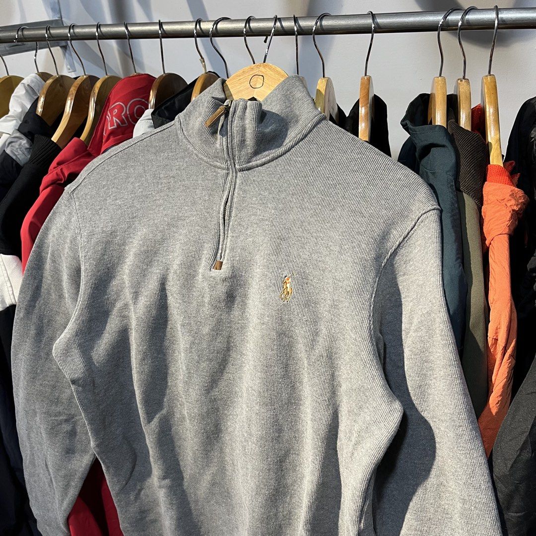 Ralph Lauren Quarterzip Gray Sweater (Category: Coats, Jackets and Outerwear) located in Kabasalan. Submitted by yourgamiii (Listing ID 1463497310, Image 2). Description: Ralph Lauren Quarterzip Gray Sweater Small (20x26) Excellent.