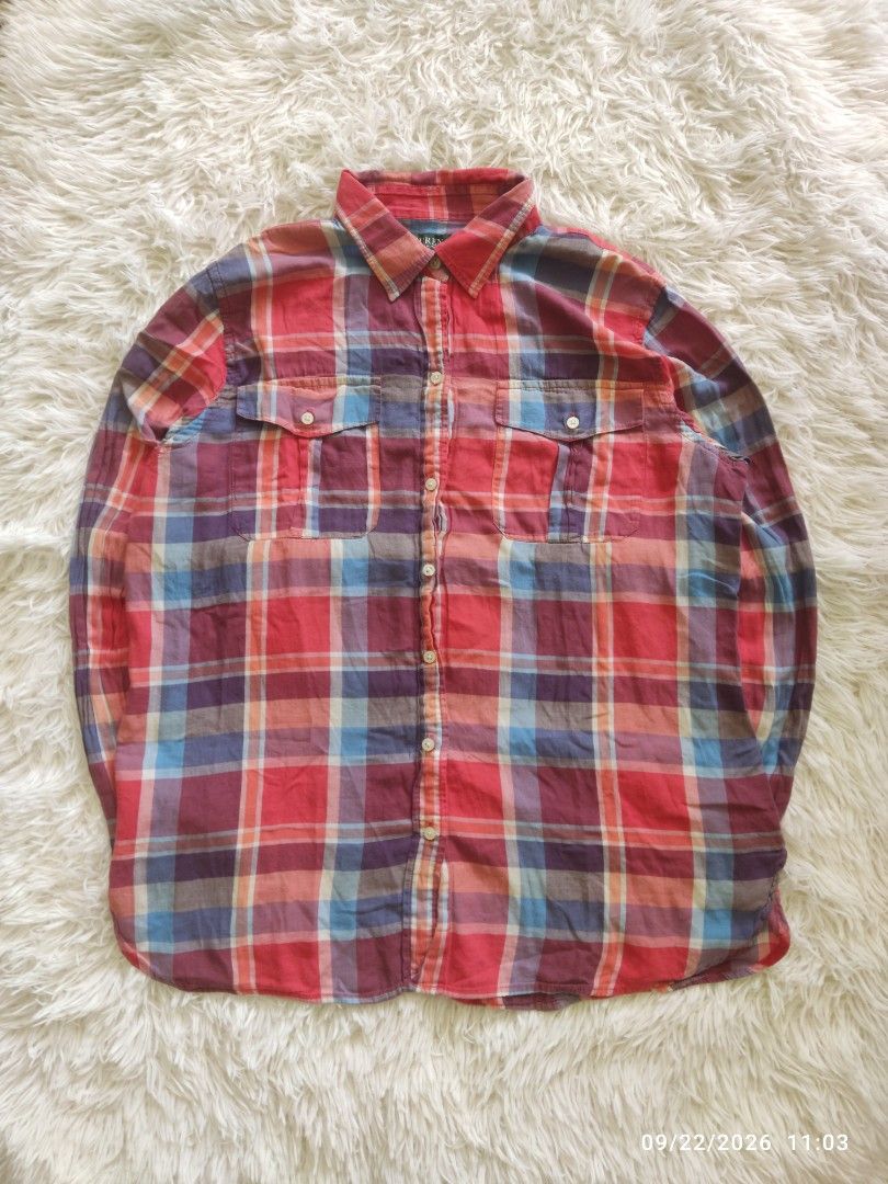 Ralph Lauren Red Multi -Plaid Long Sleeve (Category: Longsleeves) located in Bulacan. Submitted by thr1ft_things (Listing ID 1463349850, Image 1). Description: Ralph Lauren Red Multi-Plaid Long Sleeve Size: Large on Tag Dimes: W 21 × L 27 Armpit Sleeve 17.5 Shoulder Sleeve 23.2.