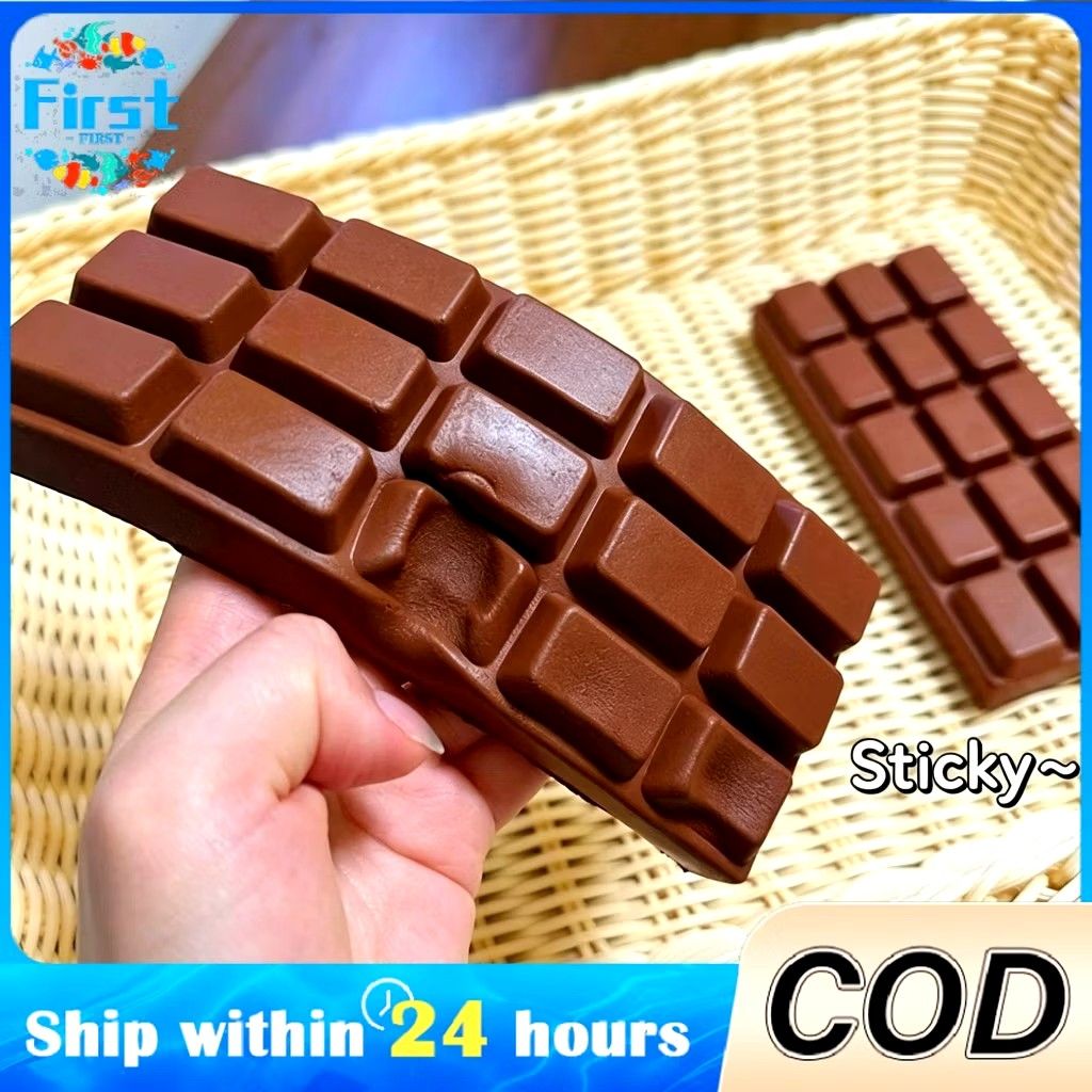 Realistic Chocolate Bar Squishy Toy (Category: Interactive Toys) located in Manila. Submitted by nannotk (Listing ID 1463544035, Image 1). Description: - Super realistic chocolate bar design - Sticky and satisfying to squeeze - Excellent for stress relief and play - Looks just like a real chocolate bar - Fun for both kids and adults.