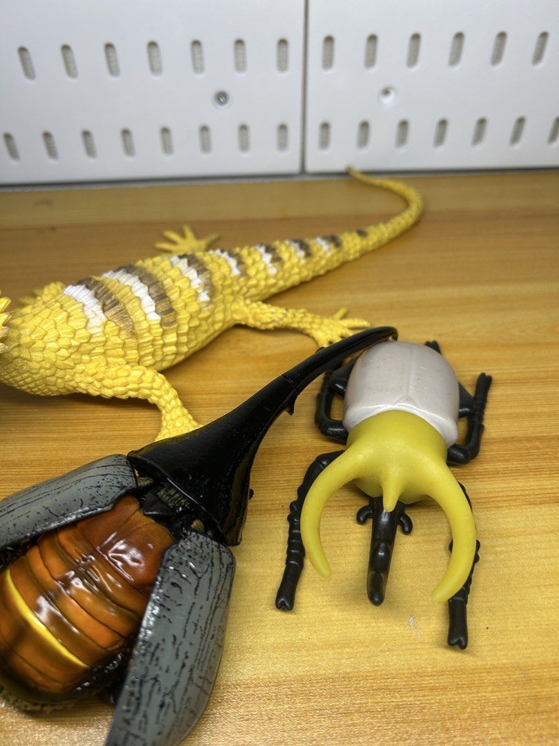 Realistic Toy Lizard and Beetles (Category: Interactive Toys) located in Pateros City. Submitted by cleanmycloset (Listing ID 1463545213, Image 3). Description: Lizard 65, bug 50, articulated beetle 130 Preloved, unless stated brandnew. All items are declared AS IS. Pls manage your expectations. Can do tiiktokk checkout, courier apps, or self pick up. Payment first thru cashg or bank transfer. Coin is used for size comparison. Follow me on toktik