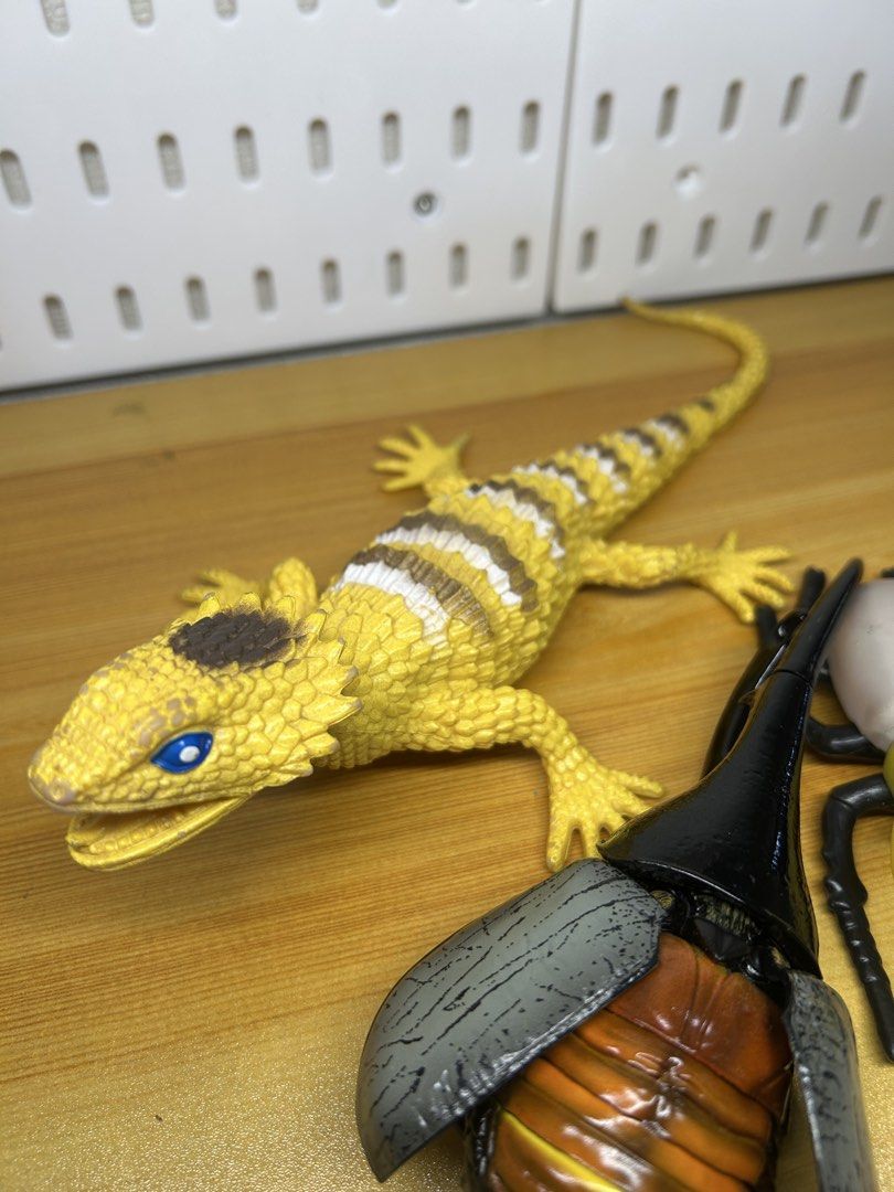 Realistic Toy Lizard and Beetles (Category: Interactive Toys) located in Pateros City. Submitted by cleanmycloset (Listing ID 1463545213, Image 2). Description: Lizard 65, bug 50, articulated beetle 130 Preloved, unless stated brandnew. All items are declared AS IS. Pls manage your expectations. Can do tiiktokk checkout, courier apps, or self pick up. Payment first thru cashg or bank transfer. Coin is used for size comparison. Follow me on toktik