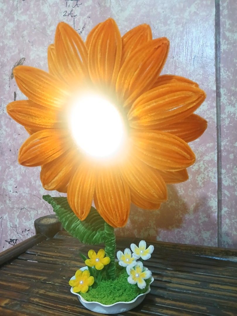 Rechargeable Sunflower Lamp - Fuzzy Wire (Category: Other Home Decor) located in Cebu City. Submitted by ava_creates (Listing ID 1463499098, Image 2). Description: - Adds a lovely decorative touch to your bedroom. - Makes a wonderful gift idea or a treat for yourself..