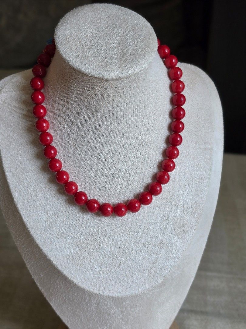 RED CORAL JADE NECKLACE (Category: Bracelets) located in Manila. Submitted by cavalierdolls (Listing ID 1463373079, Image 3). Description: Red Coral Jade Necklace 6mm 650 8mm 1k 10mm 1250.