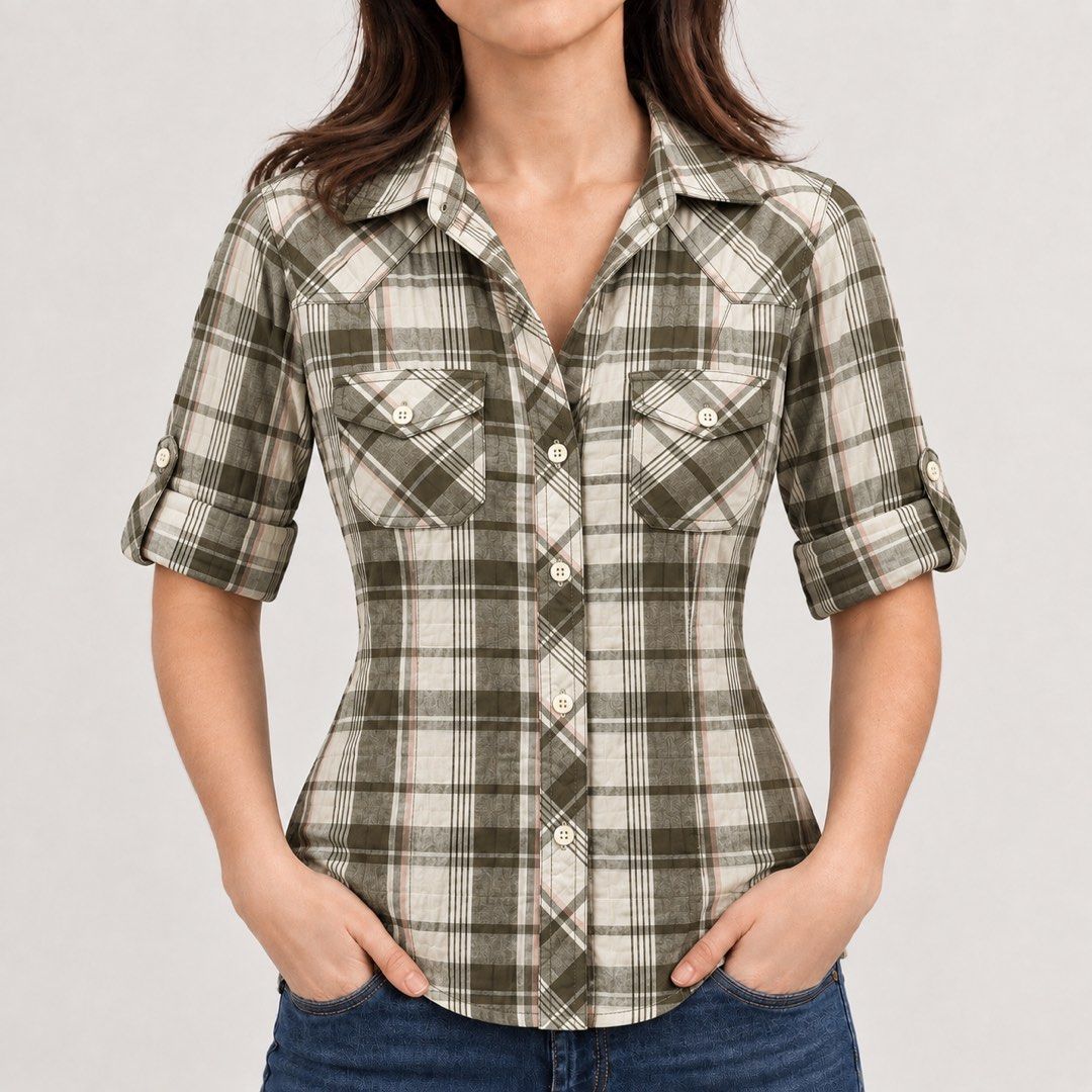 Red Herring Plaid Button-Up Shirt Size 8 (Category: Blouses) located in San Ildefonso. Submitted by rgdeclutters (Listing ID 1463471513, Image 2). Description: L 21" W 18".