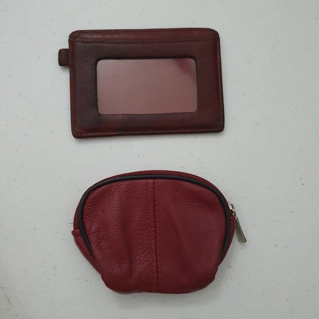 Red Leather Card Holder and Coin Pouch (Category: Wallets & Card holders) located in Paranaque City. Submitted by cobien (Listing ID 1463450005, Image 1). Description: - Set of 2 red leather accessories - Includes a card holder with a clear window - Includes a small zippered coin pouch - Made of soft, genuine leather - Coin pouch features a fabric lining - Ideal for organizing cards, coins, and other small essentials.
