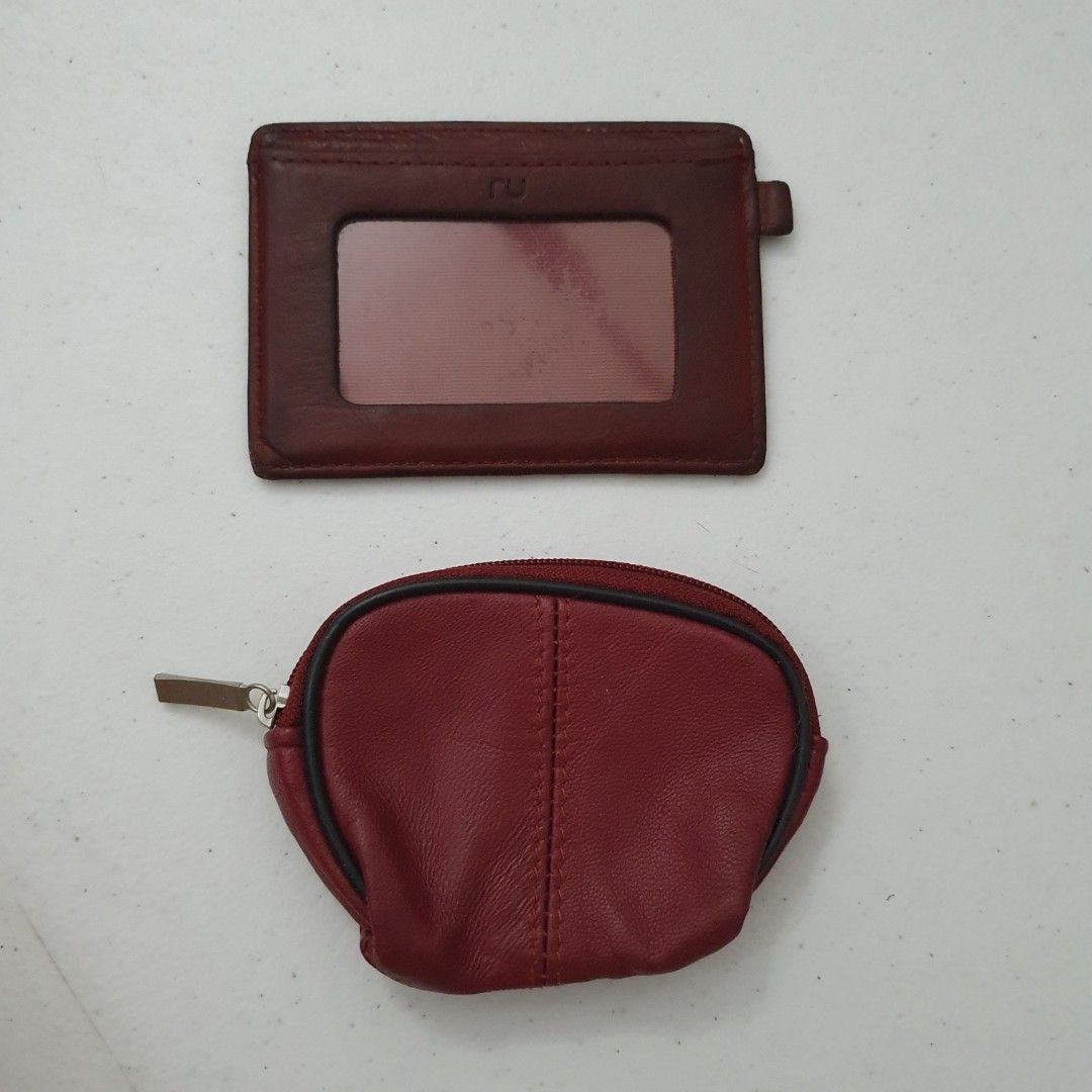 Red Leather Card Holder and Coin Pouch (Category: Wallets & Card holders) located in Paranaque City. Submitted by cobien (Listing ID 1463450005, Image 2). Description: - Set of 2 red leather accessories - Includes a card holder with a clear window - Includes a small zippered coin pouch - Made of soft, genuine leather - Coin pouch features a fabric lining - Ideal for organizing cards, coins, and other small essentials.