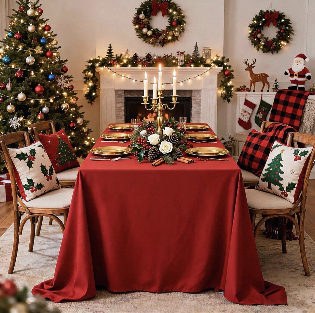 Red Rectangular Tablecloth (Category: Table Linen & Textiles) located in Singapore. Submitted by prestopesto (Listing ID 1463331984, Image 1). Description: Dimensions: 2.4m x 3.2m - will cover your table nicely Strong sturdy material Great for guo da li/ Chinese wedding / Chinese new year .