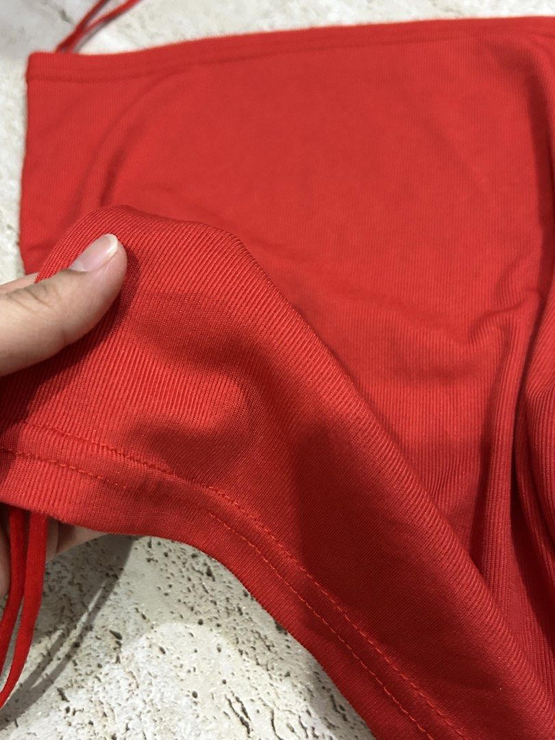 Red Ribbed Halter Neck Tube Top with Drawstring Sides (Category: Others Tops) located in Batangas. Submitted by nommi26 (Listing ID 1463416202, Image 2). Description: fits s to m - Red halter neck tube top - Ribbed material for texture - Adjustable drawstring ties on sides - Can be worn in multiple ways - Super cute and trendy - Ideal for summer or nights out.