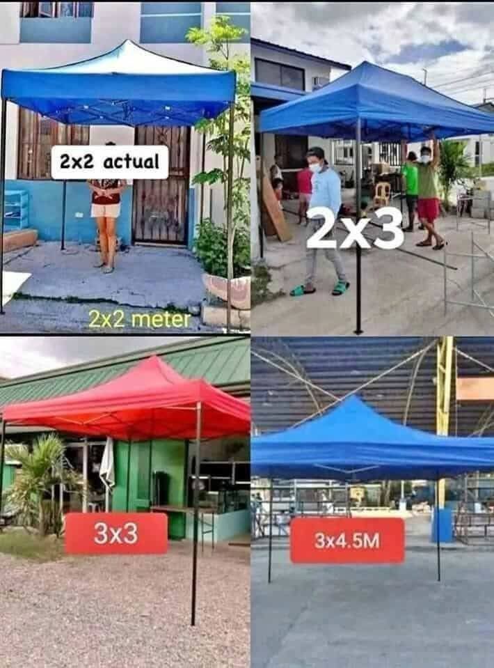 Retractable tent (Category: Hiking & Camping) located in Manila. Submitted by joydolor (Listing ID 1463343902, Image 2). Description: Meter Retractable Foldable Outdoor Tent NO BRAND 2x2 2450 3x3 2550 3x4.5 3800 3x6 red 4900 Retractable tent Best for any occasion Can be used as car cover Very easy to set up Affordable Hard pressed extruded high intensity aluminum oxidized alloy Poly Rubber Water Proof Fabric High Strength Aluminum Connector.