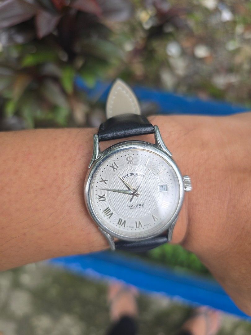 Revue Thommen Wall Street Automatic Watch (Category: Men's Watches) located in Manila. Submitted by timearcph (Listing ID 1463363926, Image 1). Description: - Revue Thommen Wall Street Automatic Watch - Elegant Silver Dial with Roman Numerals - Comfortable aftermarket Black Leather Strap - Durable Stainless Steel Case - Water Resistant up to 50m (165ft) - Authentic Swiss Made Quality - In excellent running condition Price: Php 7,000 MEETUPS: • Ba