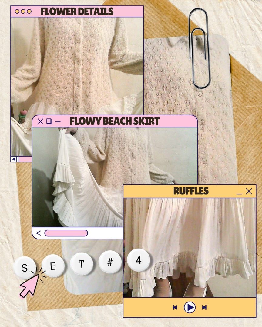 Romantic Beach Outfit Set (Category: Sets or Coordinates) located in Quezon. Submitted by trunks_and_books_by_tofuu (Listing ID 1463363365, Image 2). Description: 09/22/2026 📷📕👗 Sale! SALE! Set 1: Whimsy Vanilla Mine Price: Php 550 Steal Price: Php 650 Bidding Increment: + 10 Bidding will continue until SATURDAY. Pay as you order! Bank Transfer ONLY, unless MEET UP is possible (within Quezon Province only) Measurements: TOP: Bust Circumference