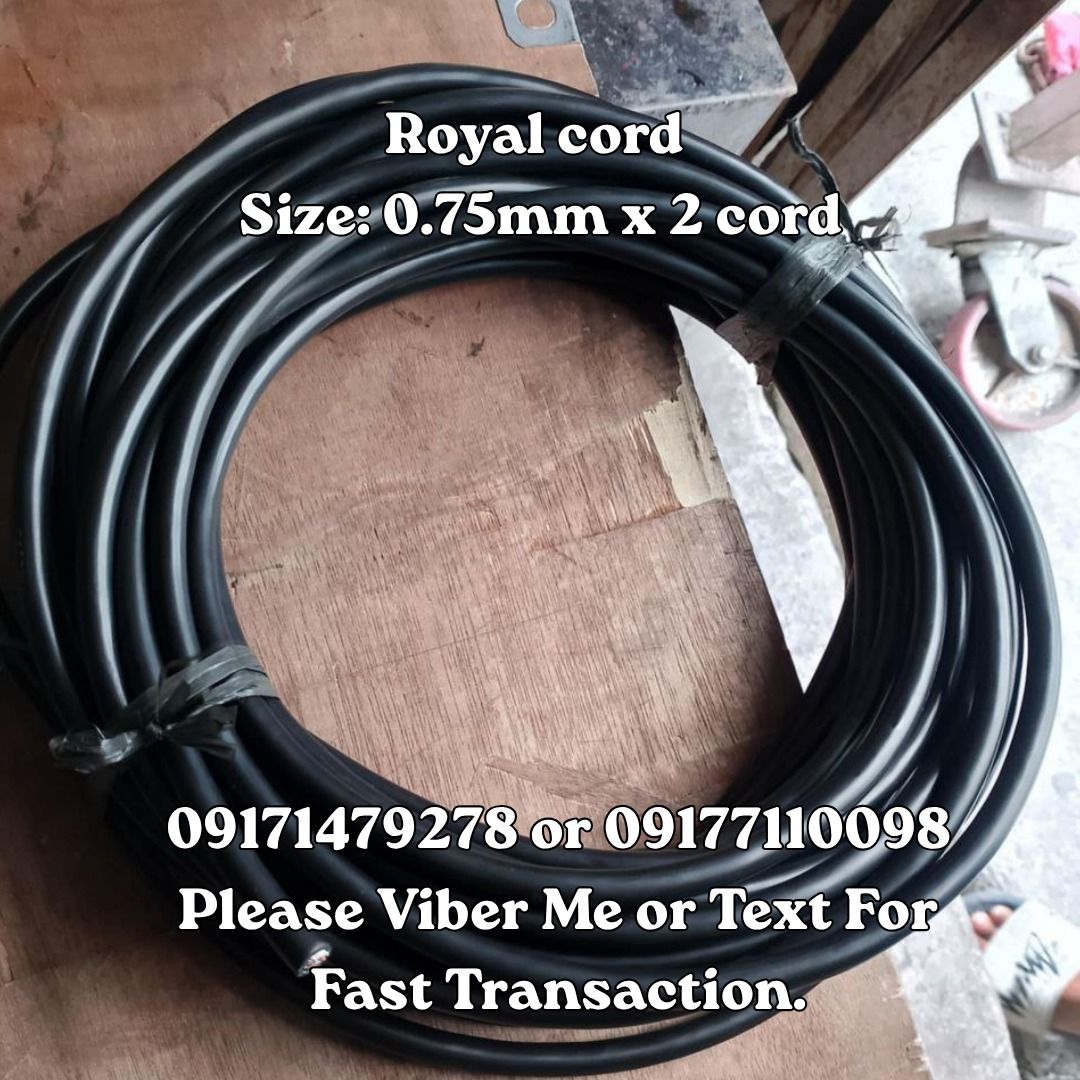 Royal cord Size: 0.75mm x 2 cord (Category: Everything Else Others) located in Manila. Submitted by 09171479278_elsie. (Listing ID 1463373776, Image 1). Description: Royal cord Size: 0.75mm x 2 cord.