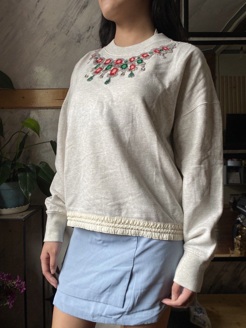Sacai Luck Necklace Sweater (Category: Coats, Jackets and Outerwear) located in Baguio. Submitted by archival.store (Listing ID 1463488394, Image 2). Description: Size tagged: Issue:none Width:23 Length:22.5 Shoulder:24.5 Sleeve:18.2.