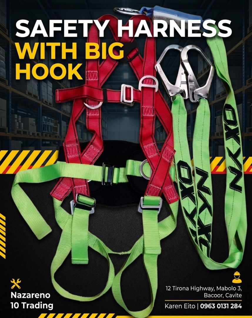 SAFETY HARNESS WITH BIG HOOK (Category: Looking For) located in Bacoor. Submitted by kajezame.2021 (Listing ID 1463373482, Image 1). Description: SAFETY HARNESS WITH BIG HOOK For More Details and Discount Contact Ms. Karen NAZARENO 10 TRADING 0963 0131 284 0933 6283 420 0956 7028 557 0933 8559 510 Landline: Look for Ms. Karen (046 ) 416 3920 Also available: • Traffic cone • Parking Block stopper • Hooded trash bin • Road Plastic Barrier • Spill b