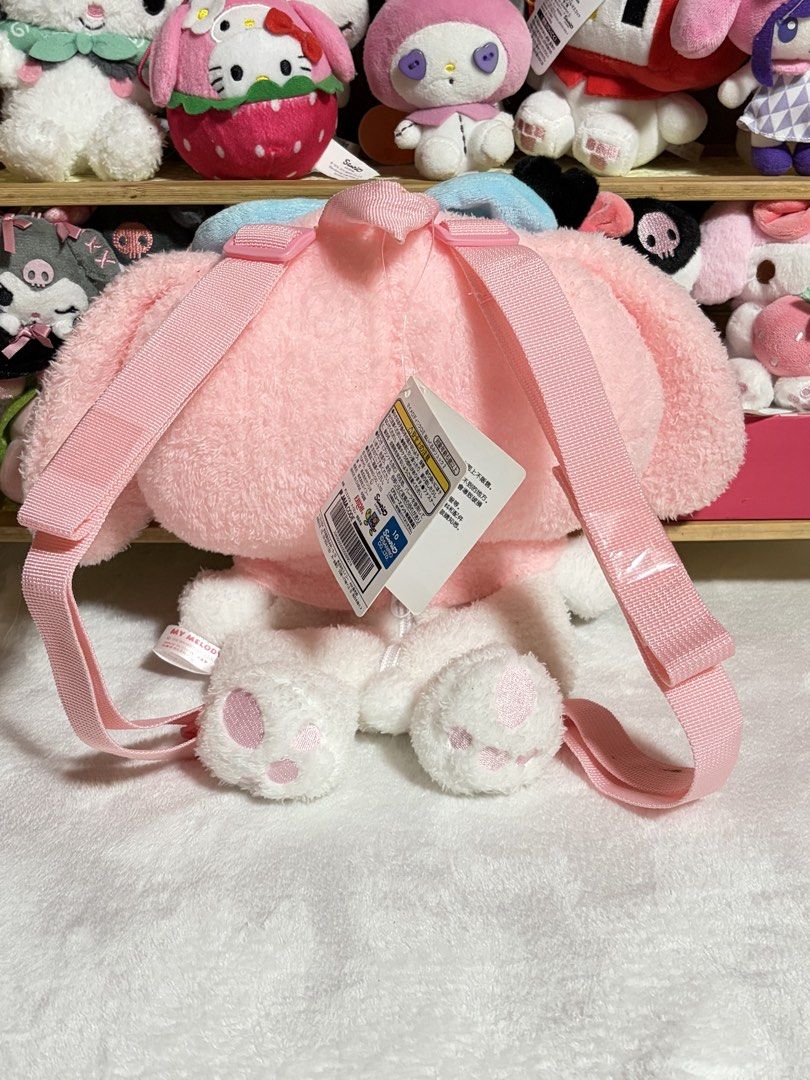 Sanrio My Melody Plush Toy Backpack (Category: Character Goods) located in Baguio. Submitted by yujiminjeong (Listing ID 1463549222, Image 2). Description: onhand and in good condition clean, no stains with tush tag and paper tag authentic Sanrio what you see is what you get, feel free to ask for additional pictures :) Location: Baguio City MOD: J&T MOP: GCash.