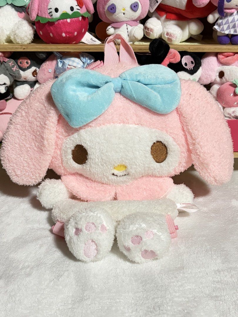 Sanrio My Melody Plush Toy Backpack (Category: Character Goods) located in Baguio. Submitted by yujiminjeong (Listing ID 1463549222, Image 1). Description: onhand and in good condition clean, no stains with tush tag and paper tag authentic Sanrio what you see is what you get, feel free to ask for additional pictures :) Location: Baguio City MOD: J&T MOP: GCash.