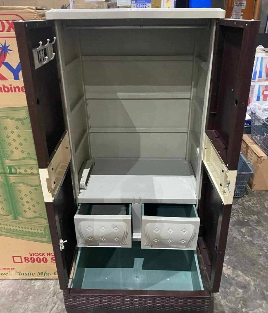 SANYO galaxy cabinet (Category: Other Home Appliances) located in Tayabas. Submitted by lovelyalcaraz (Listing ID 1463482984, Image 2). Description: Sanyo 9000 R1 Galaxy Durable Plastic Rattan Multi purpose Storage Cabinet 2 door hanging section Built in Drawers and side organizers.