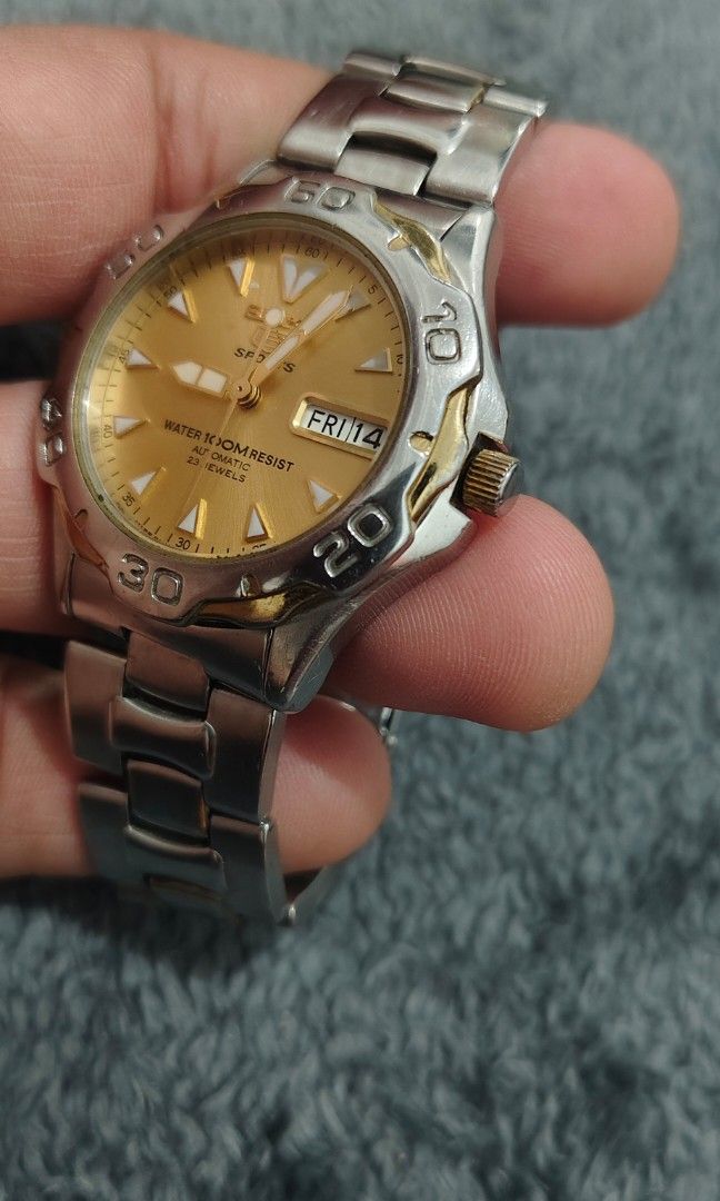 Seiko 5 Sports (Category: Men's Watches) located in Cebu City. Submitted by aceoftime (Listing ID 1463518931, Image 2). Description: In good working condition Ref: 7s36-00A0 23 jewels Seiko caliber 7s36 automatic movt w/ day-date display Open/Exhibition caseback 100m water resist Watch only Our Guarantee: 💯 Authentic All watches are checked by our experienced technician to ensure good functionality Please manage your expectations since these are