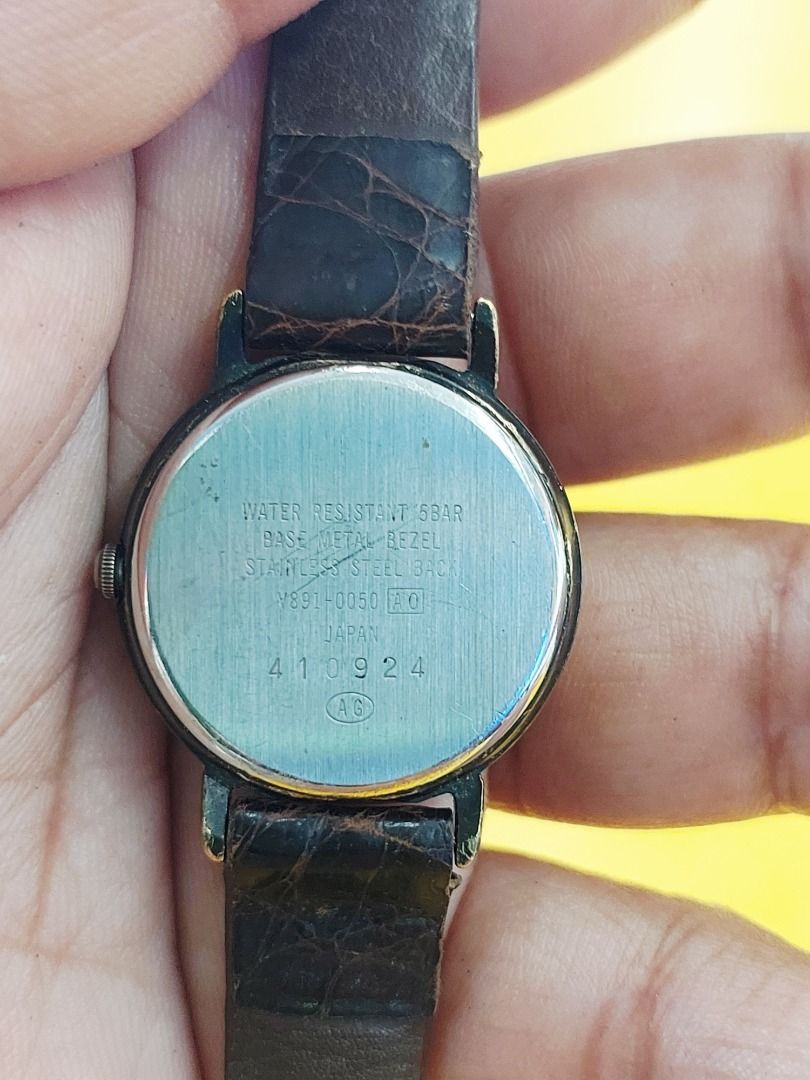 Seiko Alba Success Moon Phase Watch (Category: Men's Watches) located in Batangas. Submitted by vintageanddainty (Listing ID 1463342849, Image 3). Description: - Vintage Alba Success watch - Features a moon phase complication - Roman numeral hour markers - Comes with a brown leather strap - Made in Japan - A classic timepiece for your collection.