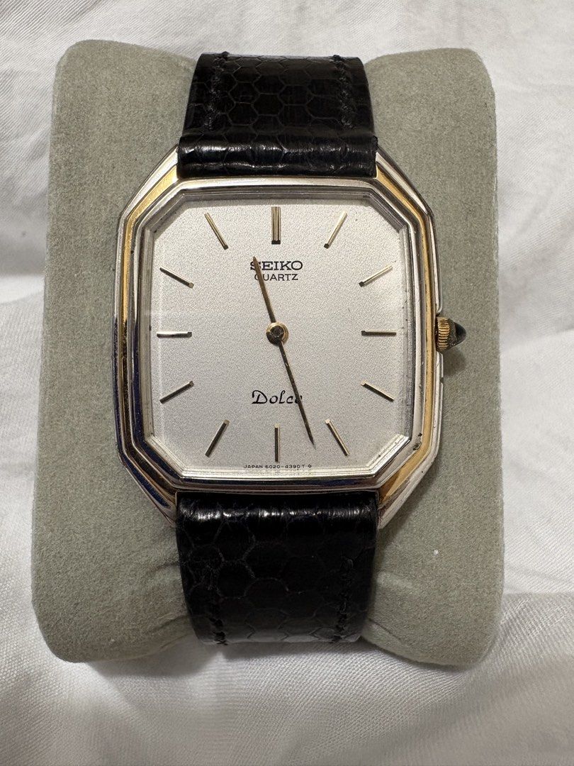 SEIKO Dolce ultra thin octagon two-tone watch (Category: Men's Watches) located in Quezon City. Submitted by collectors.vault (Listing ID 1463522549, Image 1). Description: quartz onyx cabochon ultra thin.